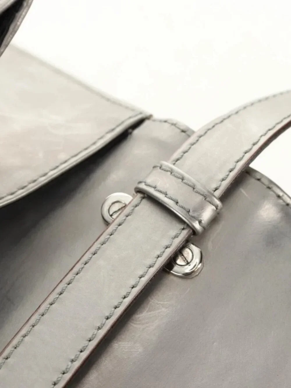 Salvatore Ferragamo Gancini Hand Bag Patent leather 2way Silver Auth 184795V
